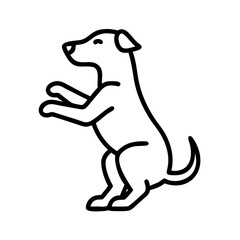 dog sitting on hind legs icon, dog day line art, dog day icon - simple black line art icon of dog sitting on hind legs, for dog day celebrations. dog day vector art.