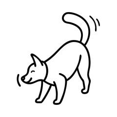 dog s playful tail wagging icon, dog day line art, dog day icon - simple black line art icon of dog s playful tail wagging, for dog day celebrations. dog day vector art.