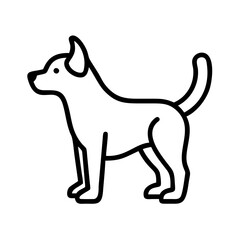 dog with wagging tail icon, dog day line art, dog day icon - simple black line art icon of dog with wagging tail, for dog day celebrations. dog day vector art.