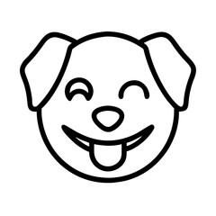 happy dog emoji icon, dog day line art, dog day icon - simple black line art icon of happy dog emoji, for dog day celebrations. dog day vector art.