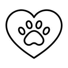 heart with paw print icon, dog day line art, dog day icon - simple black line art icon of heart with paw print, for dog day celebrations. dog day vector art.