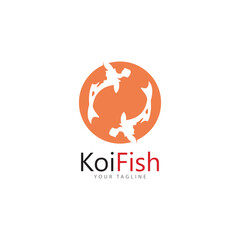 koi fish logo design vector template