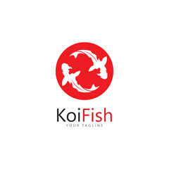 koi fish logo design vector template