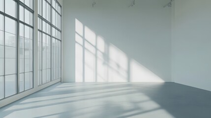 Modern office interior with an empty wall ready for mockup display, showing a spacious and minimalistic design