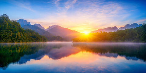 sunrise over the lake