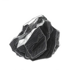 Fototapeta premium Pencil sketch, volcanic rock, white background, drawing