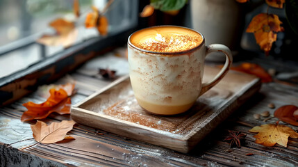 Enjoying a cozy autumn afternoon with a warm mug of spiced coffee