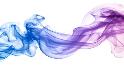 Abstract blue and purple smoke merging in a fluid, dynamic effect