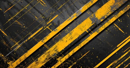 Obraz premium Abstract design featuring bold yellow stripes on a dark background.