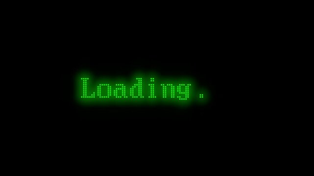 grüne Bildschirmausschrift zeigt den Text: Loading...