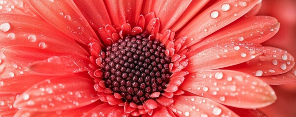 Red Flower Macro with Water Droplets