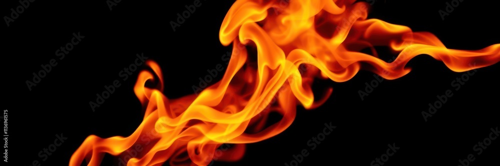 Wall mural Abstract fire flames dancing on a dark black background, beauty, close-up