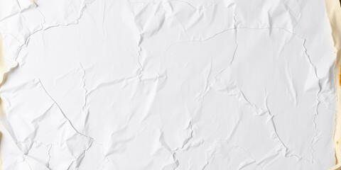 Obraz premium A close-up image of a crumpled white paper poster with visible wrinkles and creases, worn, crinkled, poster