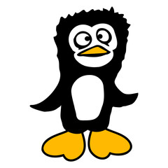 Penguin Looks Confused Stupid Funny Grimace Look Design Lover Art Vector Illustration Card T-Shirt Poster Sticker Graphic Print Decorative Drawing Isolated Logo Decoration Symbol Creative Cool Style