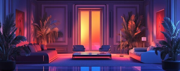 Obraz premium Stylish Interior Design Background. Modern Living Room. Generative AI.