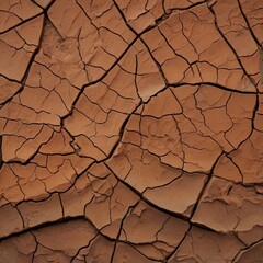 Texture of dried out earth, cracked clay-colored soil