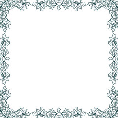 Obraz premium Christmas Frame Background with Holly Leaves and Berries Border, Vector Hand Drawn