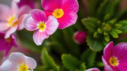 Vibrant pink and white ranunculus flowers blooming in a garden, botany, nature
