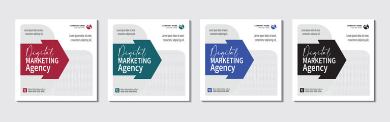 Digital marketing agency and corporate social media post or square banner template