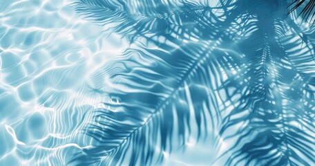 A serene water surface reflecting palm tree shadows, evoking relaxation and tranquility.