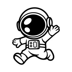 fun cartoon character of astronaut isolated drawing line art style sketch classic vintage design illustration