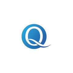 Q letter water wave logo vector