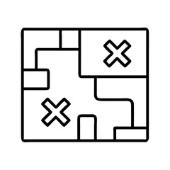 Fototapeta premium game map icon, video games day line art, video games icon - simple black line art icon of game map, for video games day celebrations. games day vector art.