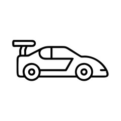 racing car icon, video games day line art, video games icon - simple black line art icon of racing car, for video games day celebrations. games day vector art.