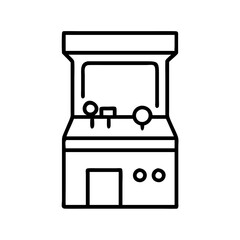 arcade machine icon, video games day line art, video games icon - simple black line art icon of arcade machine, for video games day celebrations. games day vector art.