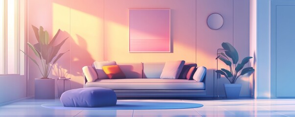 Stylish Interior Design Background. Modern Living Room. Generative AI.