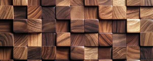 Walnut Wood Texture Background. Premium Natural Wallpaper with Butchers Block Pattern and copy-space.