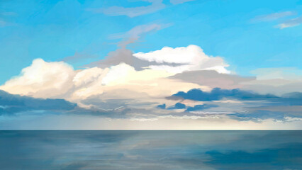 clouds over the sea, digital art
