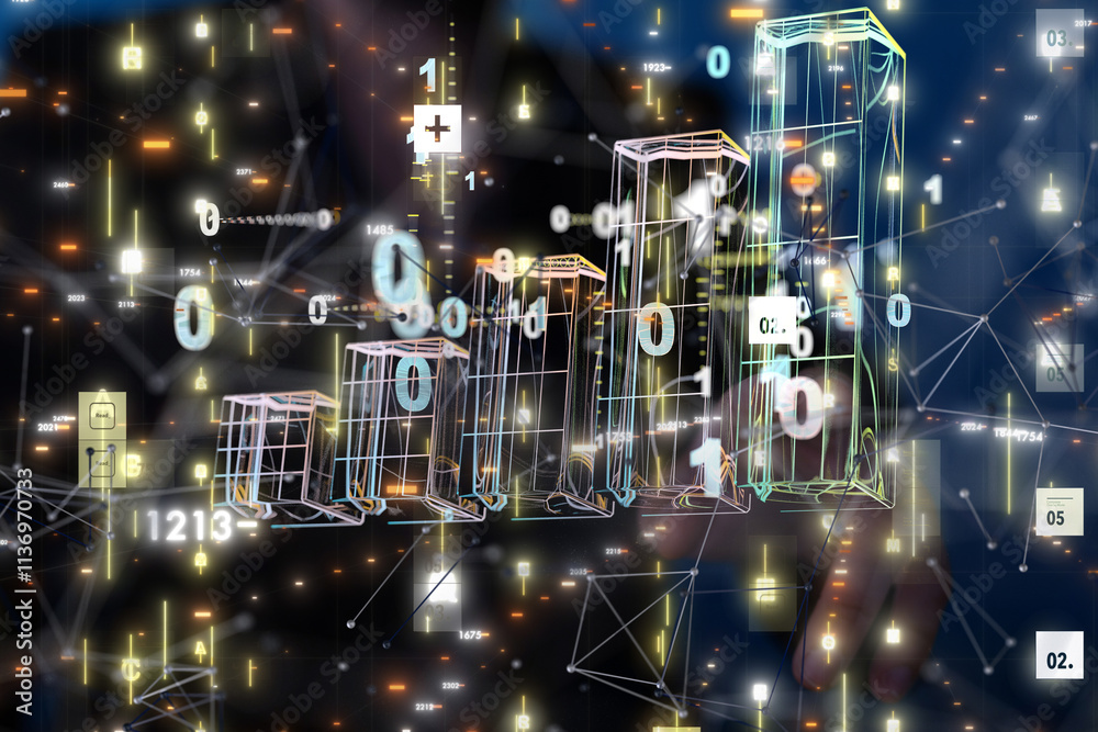 Poster diagram futuristic wave, futuristic data stream