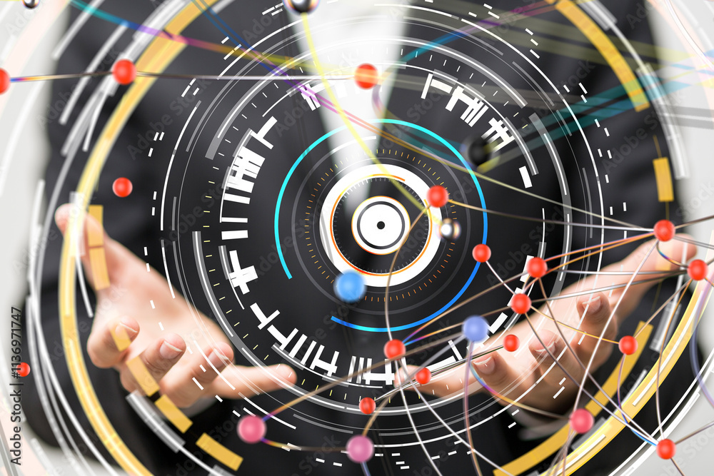 Poster business intelligence analyst dashboard on virtual - 3d