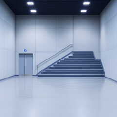 Obraz premium Functional Aluminum Shelving Beneath a Stadium Stairway