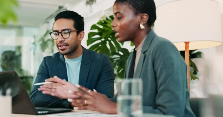 Research, laptop and planning with business people in office for environment policy advisor, ngo and resource manager. Consulting, teamwork and report with employees in corporate firm for project