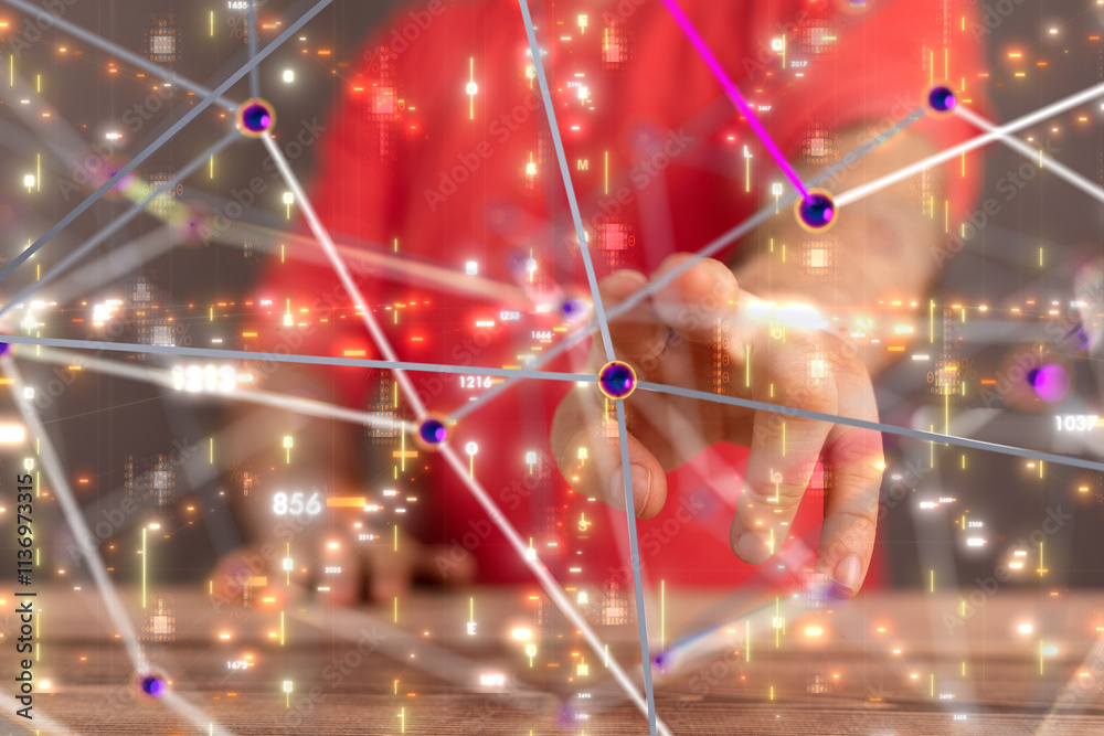 Aufkleber neural network 3d illustration. big data and cybersecurity - 3d