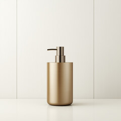 Obraz premium Golden Rejuvenating Essence in a Luxe Pump Bottle for Skincare Luxury