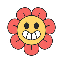 Funky daisy flower comic character