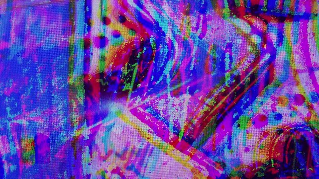Colorful grunge street art background with glitch effect, 4K