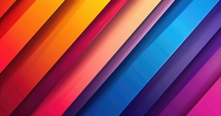 Fototapeta premium A vibrant abstract design featuring diagonal stripes in a gradient of warm to cool colors.