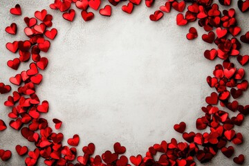 Obraz premium valentine's mood, red hearts frame, a decorative border of shiny red hearts