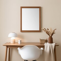 interior of a room with a table om wall