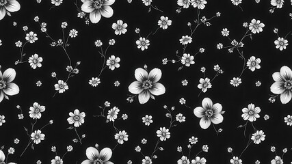 Seamless charcoal small floral elements wallpaper design, floral, small, botanical