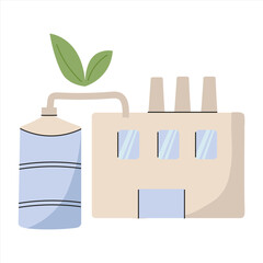 Factory building with environmental features and a green initiative focus