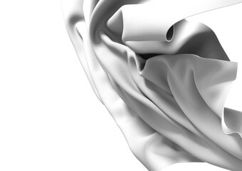 A white fabric background with a textured surface, draped and flowing in a soft, elegant manner.