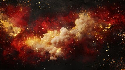 Fototapeta premium Fiery explosion with smoke and sparks.