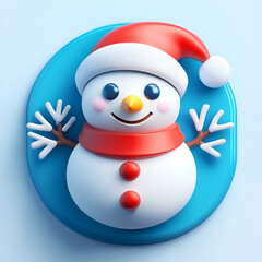 Christmas Snowman Logo Icon Illustration Cartoon Style Claymation Style 