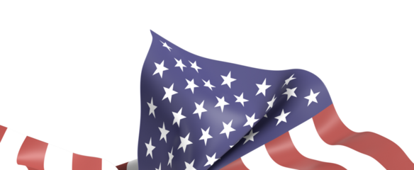Waving American Flag on White Background