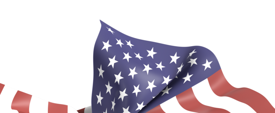 Waving American Flag on White Background